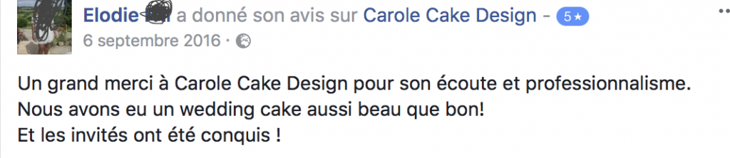 avis Client Carole cake design