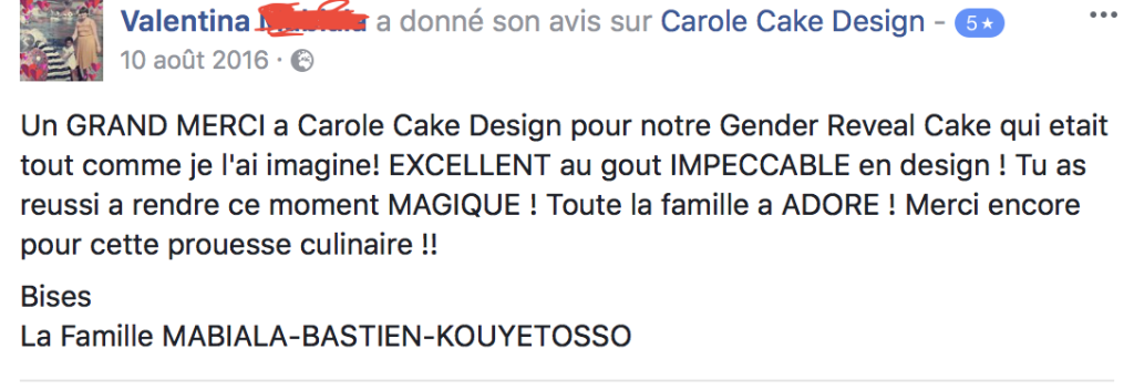 avis client Carole cake design
