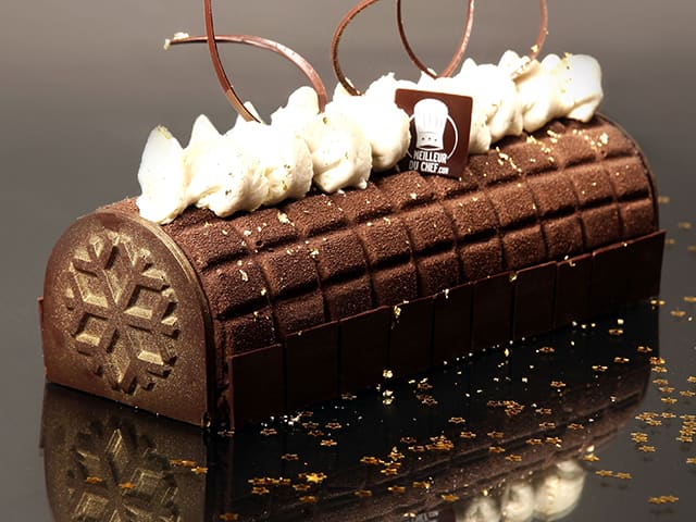 Embout de Bûche Motifs Or Décor en Chocolat 77x65 mm (x42) Florensuc -  , Achat, Vente